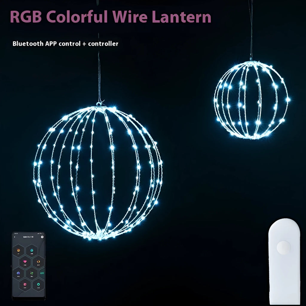 Planet decorative lamp with wrought iron shell, 30cm or 40cm, RGB and four-colour light, Bluetooth app and remote control.