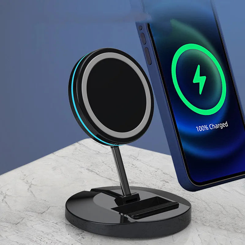Folding magnetic wireless charging stand for iPhone 12 with three positioning options