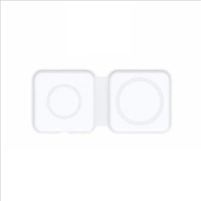 White 2 in 1 magnetic wireless charger with foldable design and dual charging pads