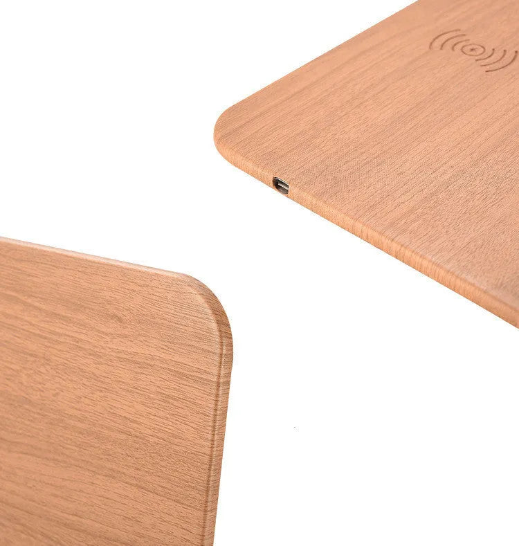Wooden wireless charger in Black or Brown, ABS and PU leather, Qi 1.1, 5W or 10W