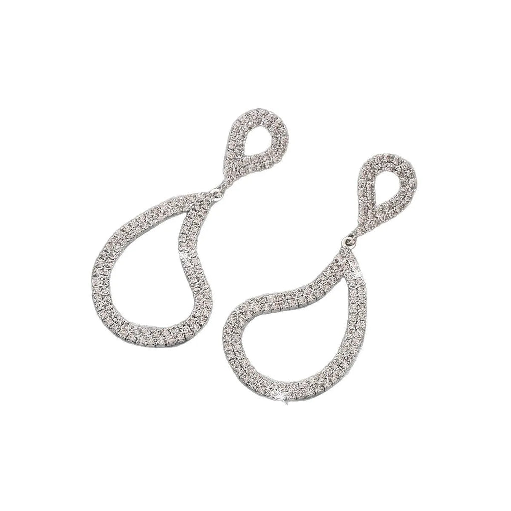 Geometric full diamond teardrop earrings for women silver copper row drilling European style 99 silver purity