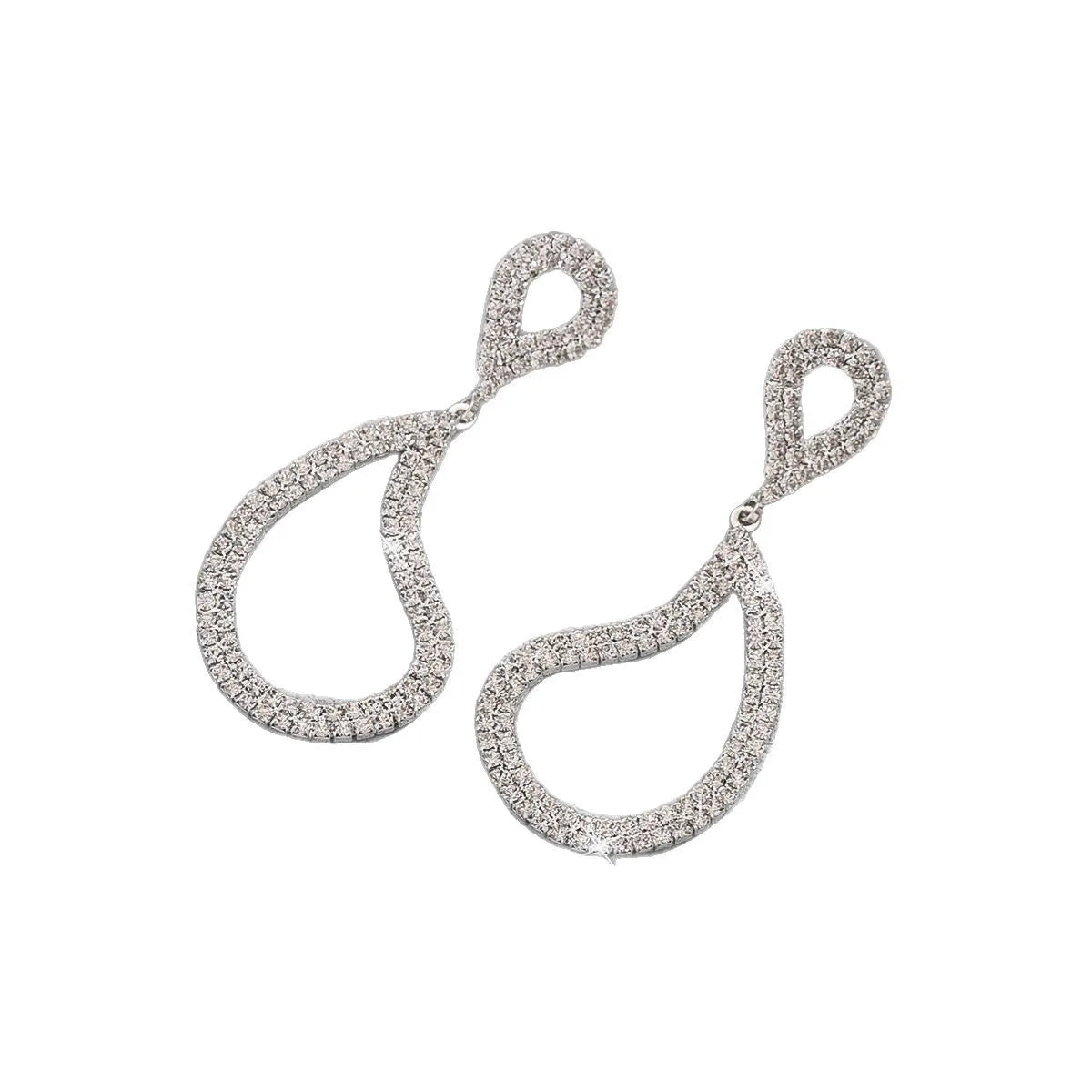Geometric full diamond teardrop earrings for women silver copper row drilling European style 99 silver purity