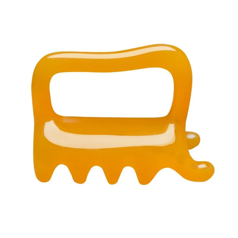 Spine meridian dredging shoulder massager in classic yellow large – natural resin acupoint stick 97x70 mm