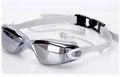 Swimming goggles with HD plating polycarbonate anti-fog lens and silicone seal in black