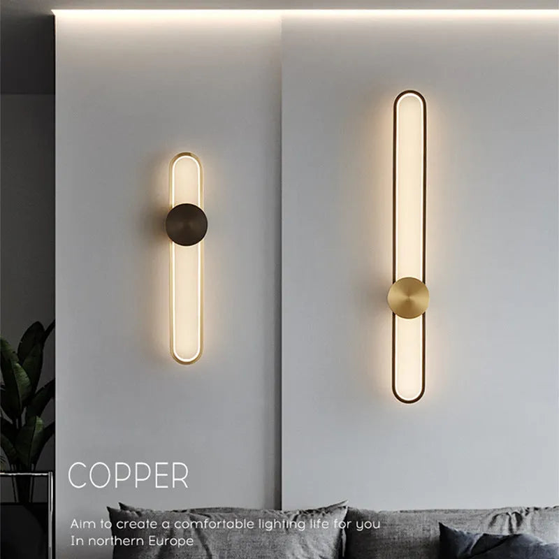 Round modern minimalist iron wall lamp with LED lighting in 60cm diameter