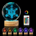 Glowing 3D spherical lamp with RGB remote control, transparent crystal ball, planet design, 8cm size
