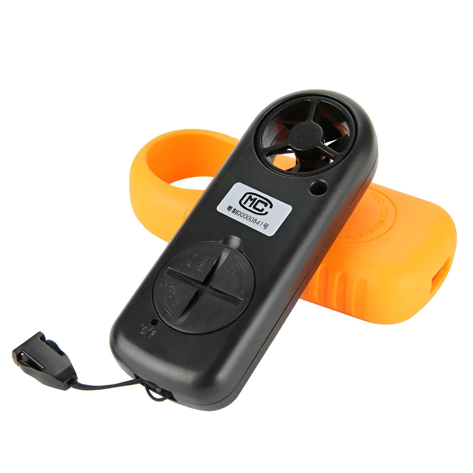 Biaozhi orange digital handheld anemometer showing wind speed display