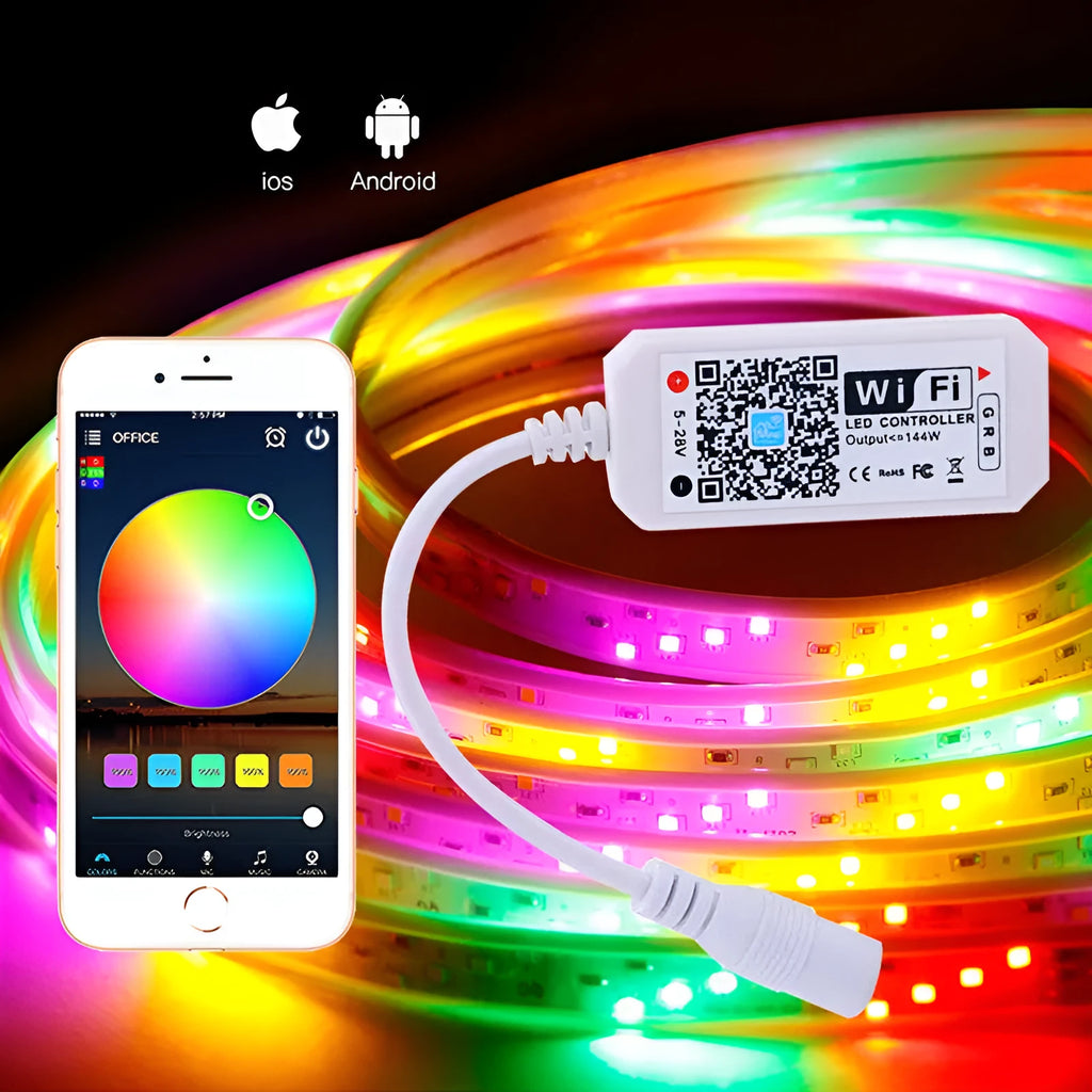 White WiFi light bar controller for RGB LED strips with three-channel control
