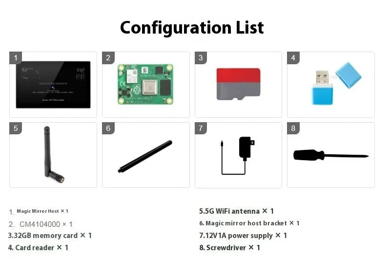 13.3-inch magic mirror touch display screen with integrated Raspberry Pi CM4 main control board.