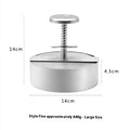 Silver stainless steel patties mould burger press on plain background