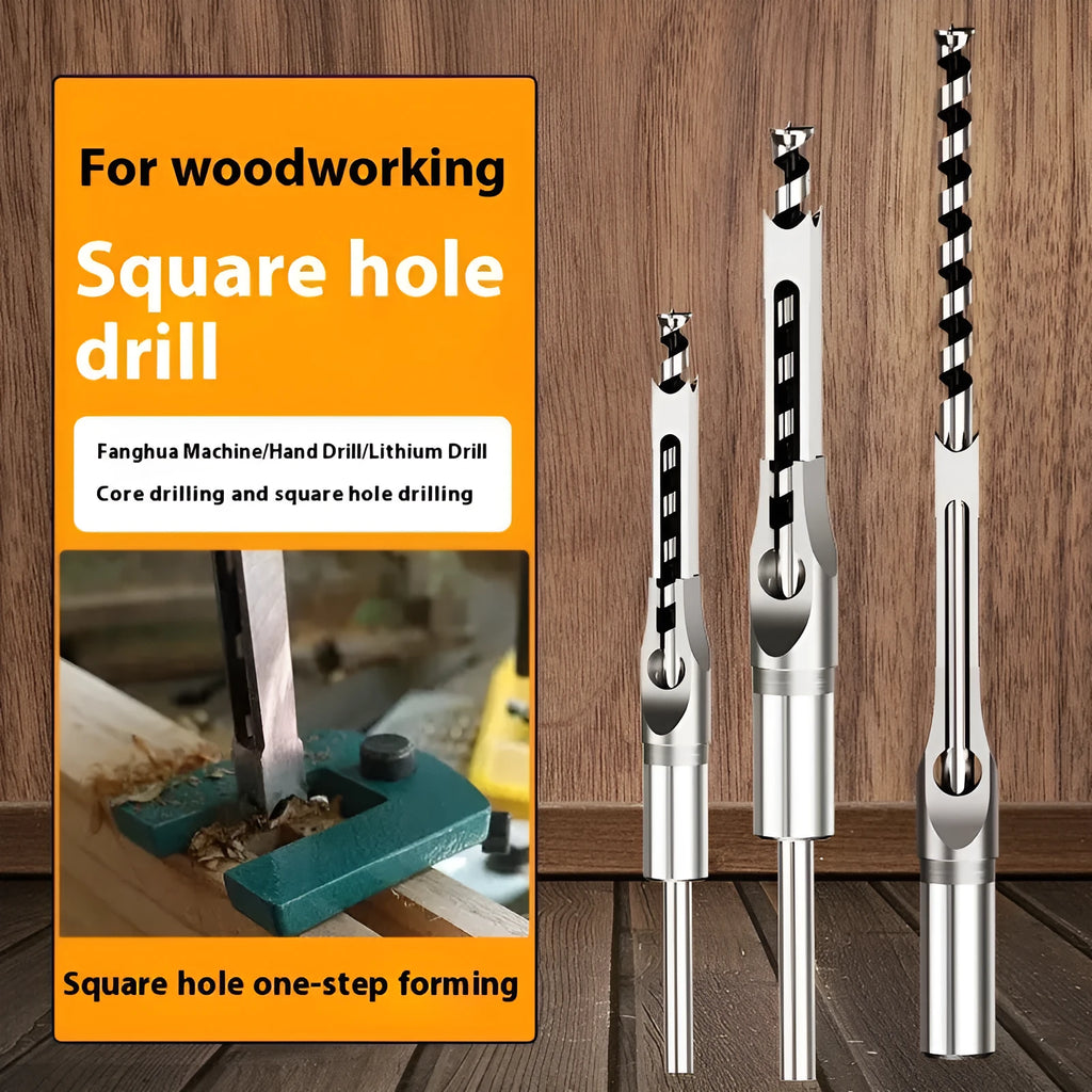 Square hole drill bit and core tapper set for woodworking, 12.7mm carbon steel