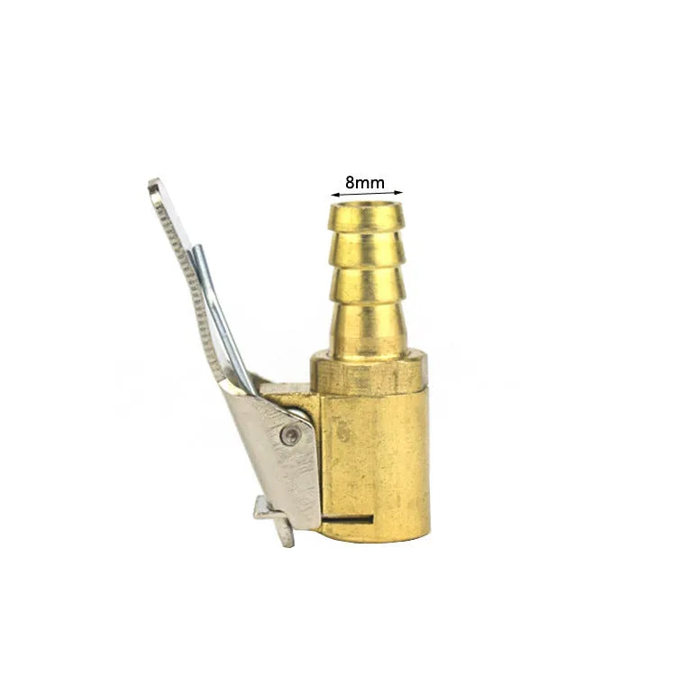 Copper tyre inflation clamp with 8V1 thread for car tyre valves