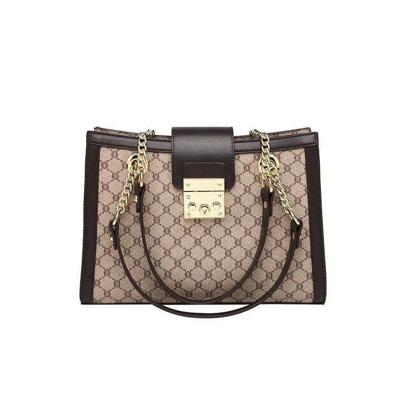 Brown genuine leather women's bag with soft construction, ladies' clothing bag for everyday use