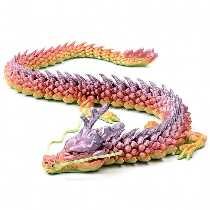 3D printed Chinese dragon car ornament in 30cm length with detailed plastic artwork