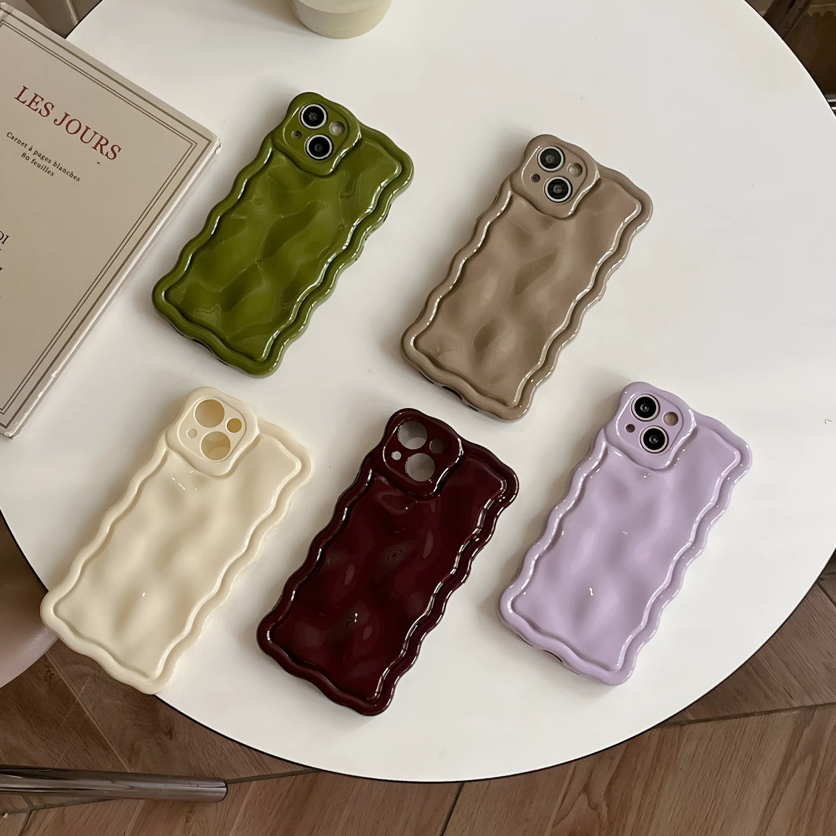 Wave Shell TPU phone case for iPhone with wave meteorite pattern in milky white colour