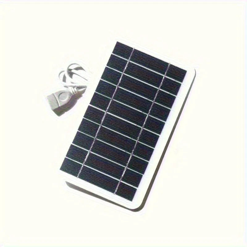 2W 5V portable solar panel charger with USB cable showing 157mm by 94mm dimensions