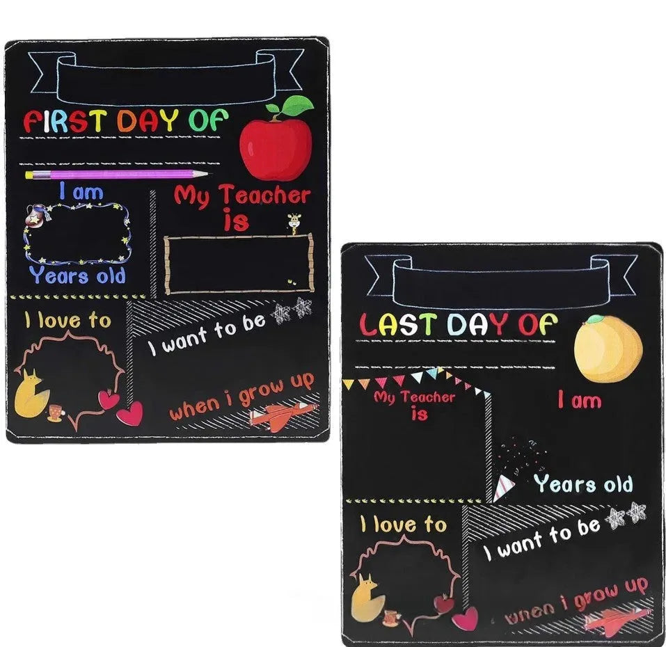 Wooden first day of school blackboard photo prop with modern simplicity design