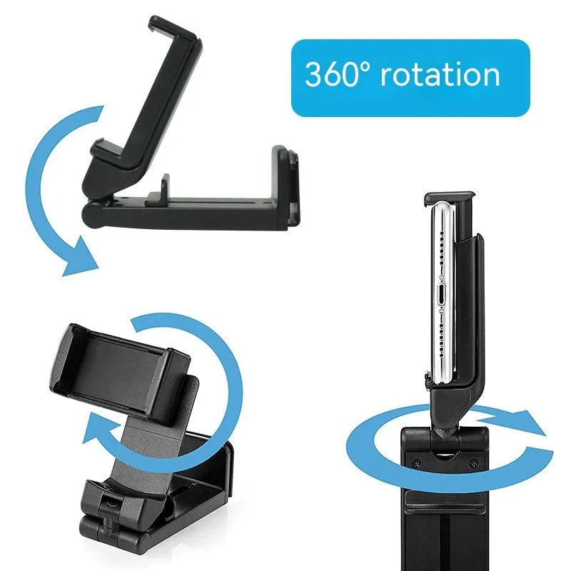 H22 black 360-degree rotary collapsible mobile phone holder on desktop