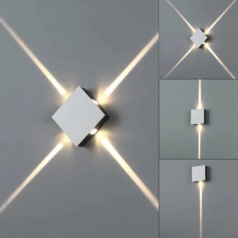 Modern square and round aluminium LED wall light in warm white or white light colour