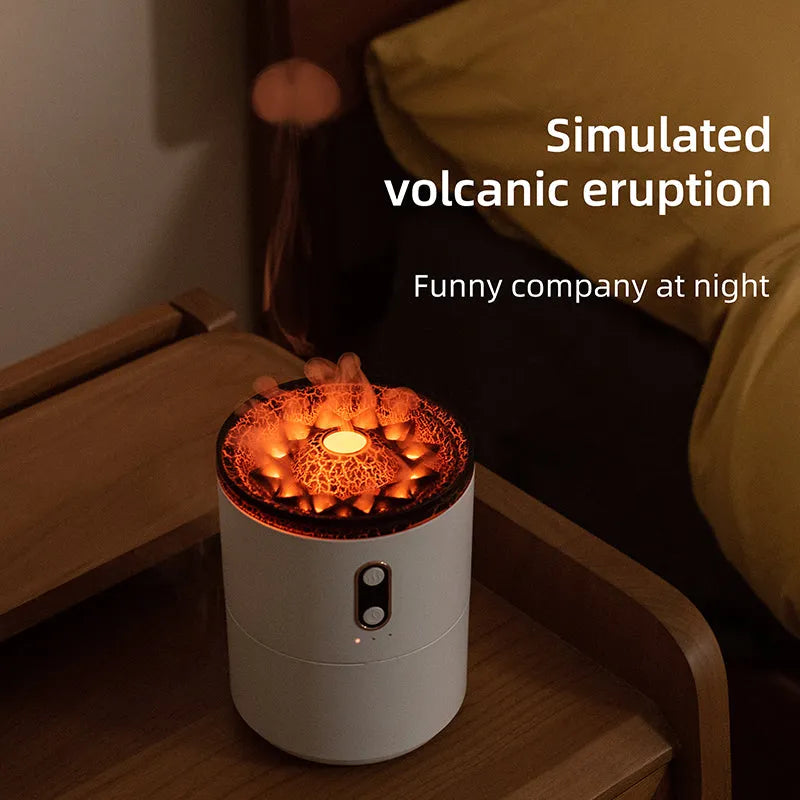 Volcanic Flame USB portable aroma diffuser in Volcano White with two fog outlets and night light