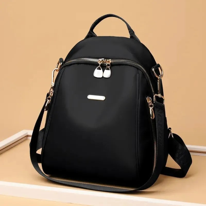 Women's reinforced Oxford cloth travel backpack with zipper changing bag and mobile phone bag, in City Simplicity style