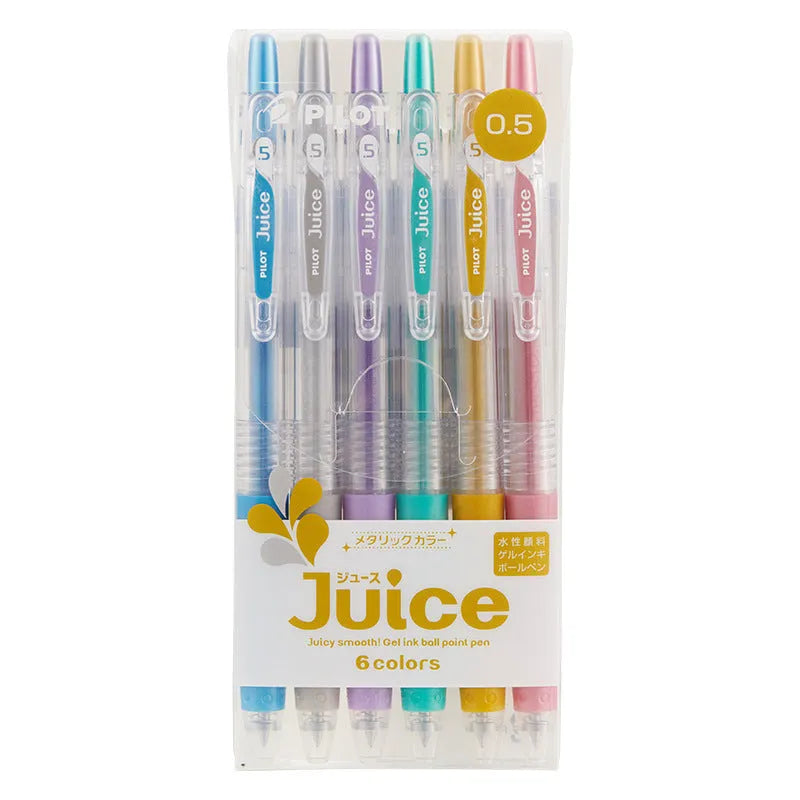 Pack of six Baiguole metallic gel pens with 0.5mm tips in gold, silver, and other shades.
