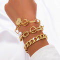 Retro pearl chain beaded bracelet electroplated alloy heart shape women's affordable luxury style