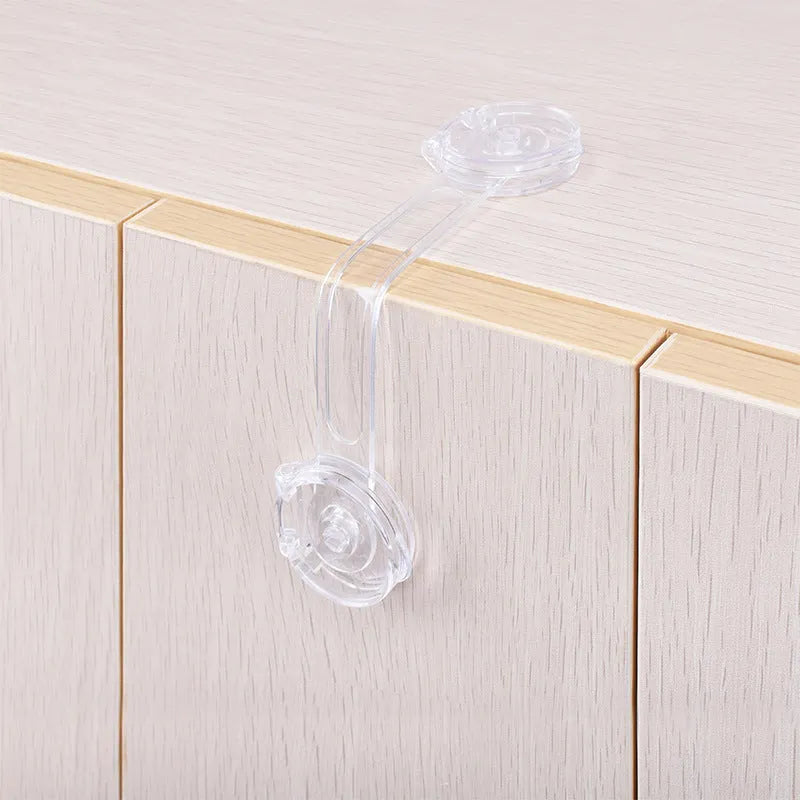 Transparent circular multi functional child safety lock for cabinets drawers and doors anti pinch hand protection