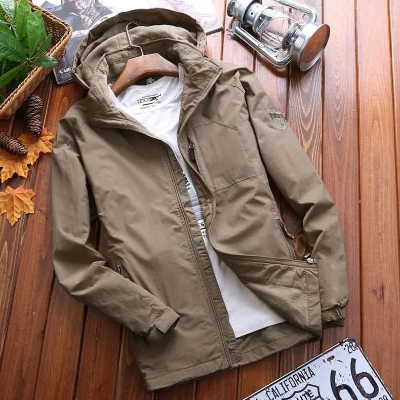 NIANJEEP men's long-sleeve velvet outdoor jacket, Army Green, with size chart from M to 6XL