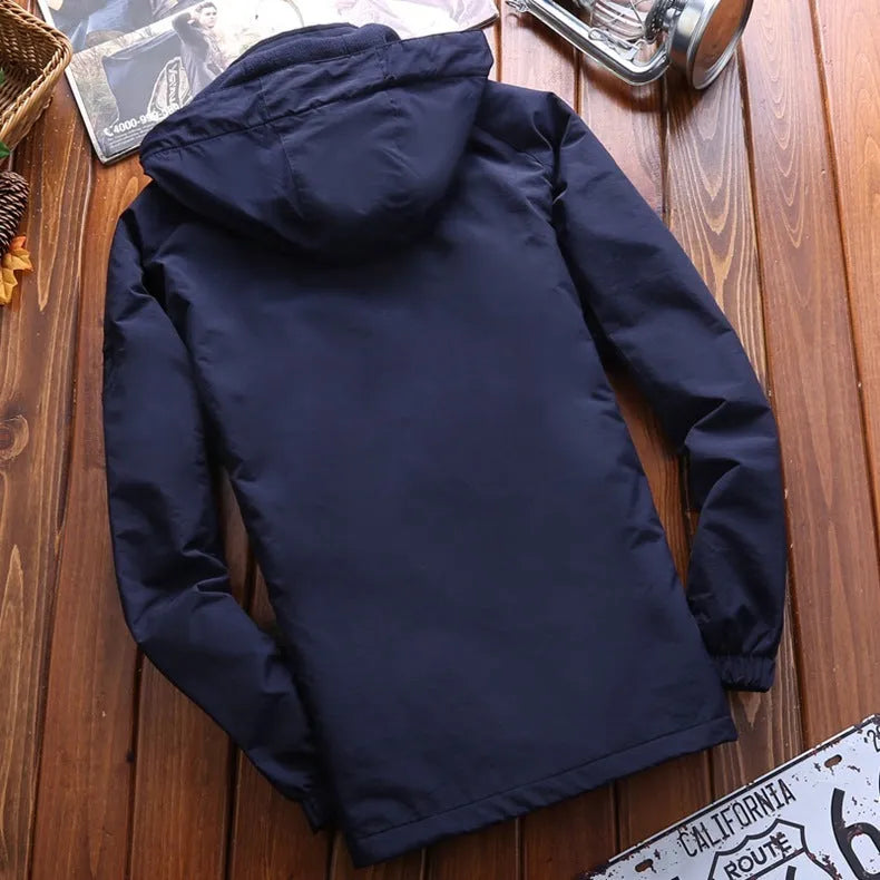 NIANJEEP men's long-sleeve velvet outdoor jacket, Army Green, with size chart from M to 6XL
