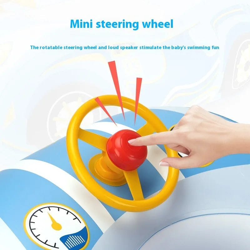Children's inflatable swimming ring with cartoon sports car boat pattern for swimming
