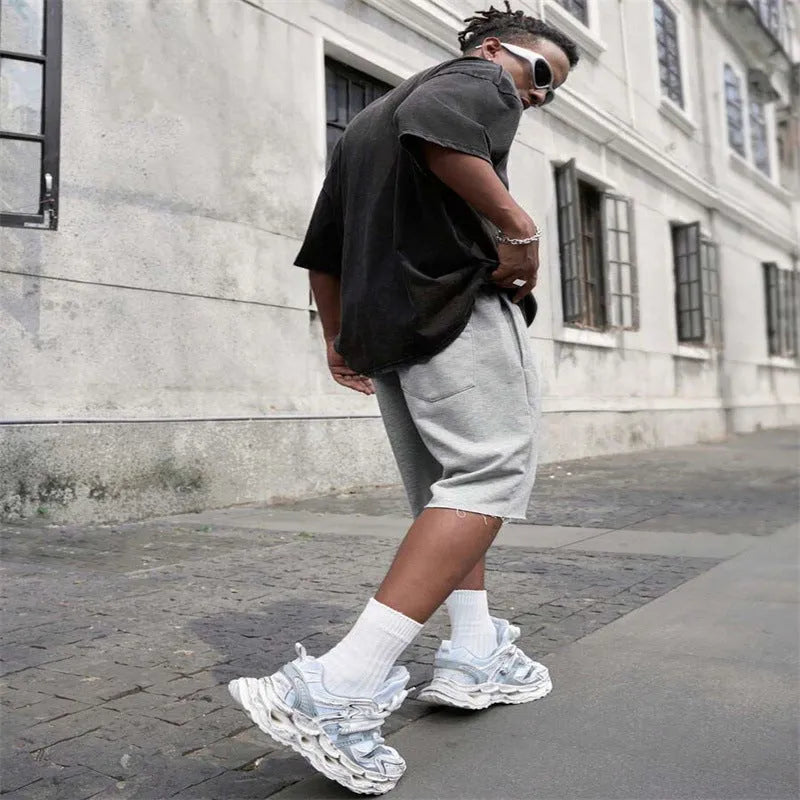 Men's plus size straight leg hip-hop trousers in polyester fabric available in black, light gray and green