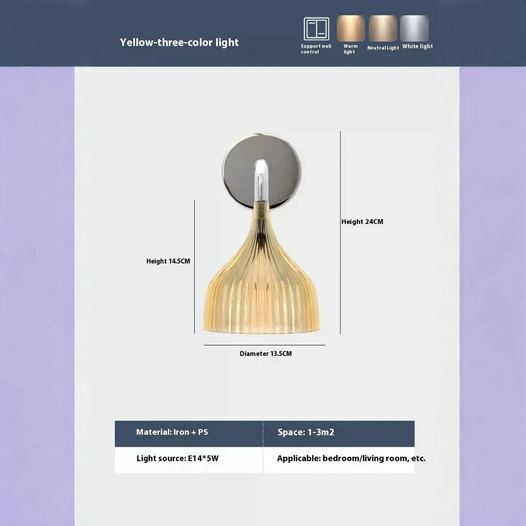 Nordic acrylic wall and ceiling ambience light in white, yellow or transparent for bedside, study and corridor