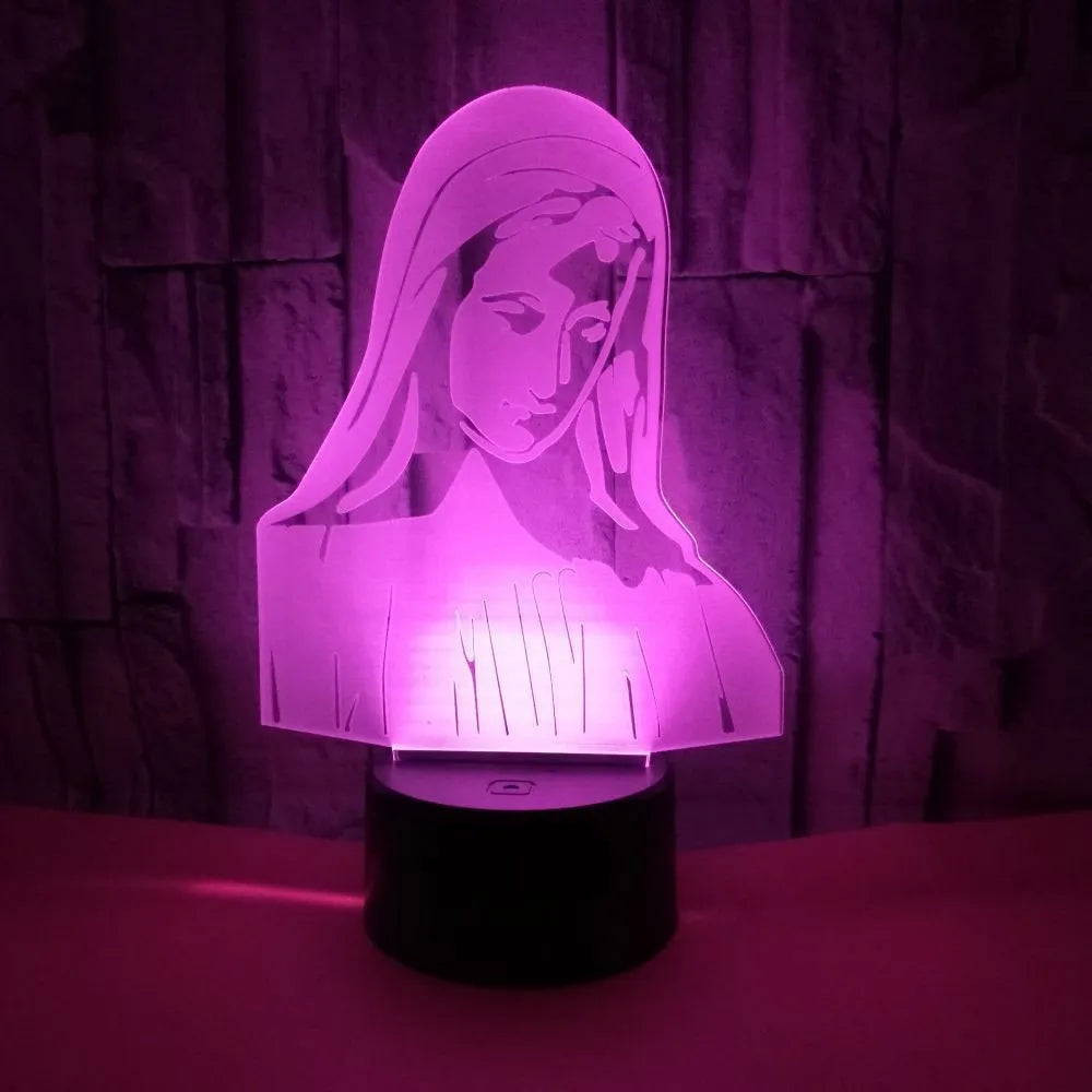 3D LED night light showing laser-engraved acrylic creating stereoscopic dual ring patterns