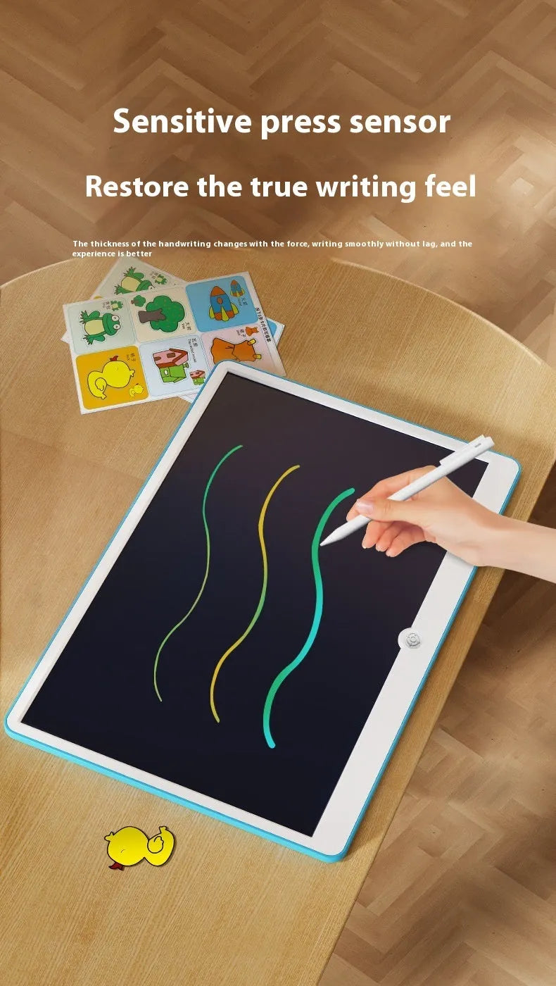 19-inch rechargeable LCD children's drawing board in blue and white colours