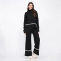 Womens knitted two-piece set in polyester and mercerised cotton, five colour options, one size