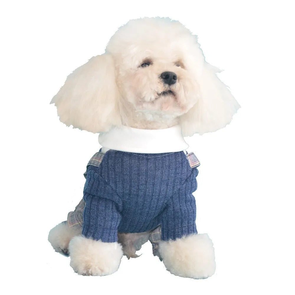 Cotton button-up dog shirt in dark blue or orange available in five sizes
