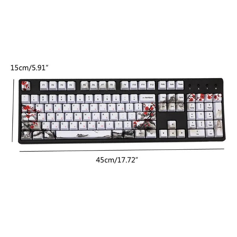 PBT Wangjiang Plum blossom design 109 key keycap set for mechanical keyboards