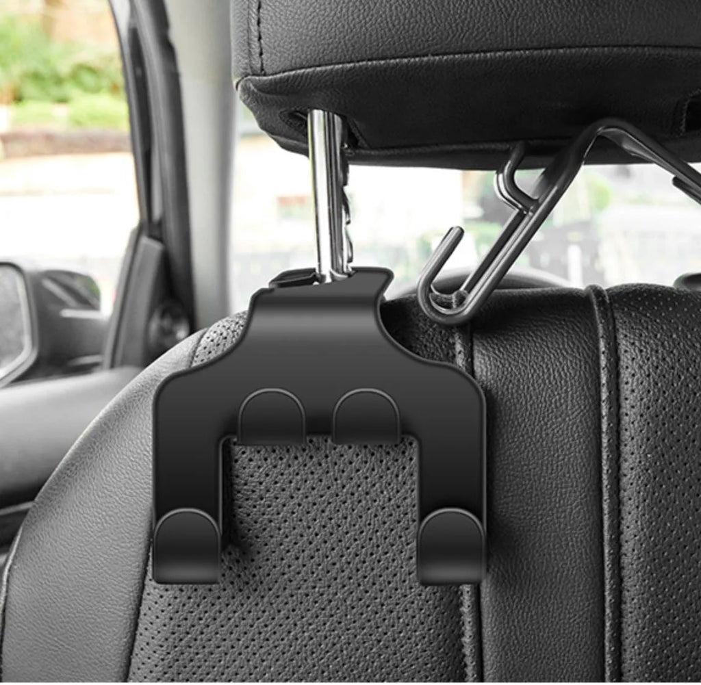 Car phone holder with multifunctional hooks made from black ABS plastic with suction cup mount