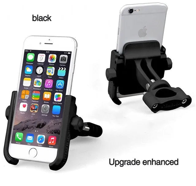 DEROACE aluminium alloy bicycle phone holder attached to bike handlebar with universal bracket