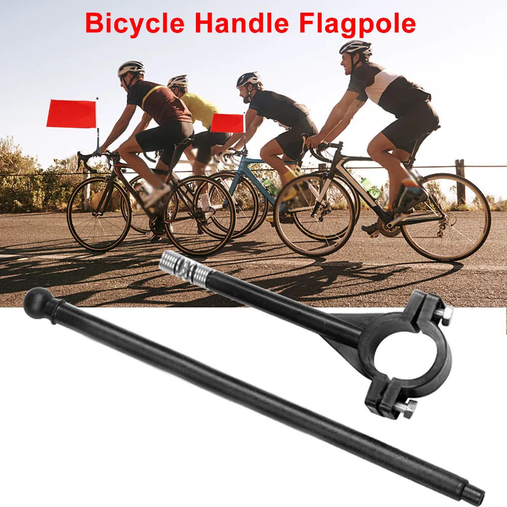 Polyester square flag on a plastic handlebar flagpole set.