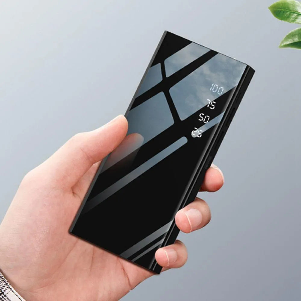 20000mAh LCD display power bank with dual USB ports in black, red, or white colour options