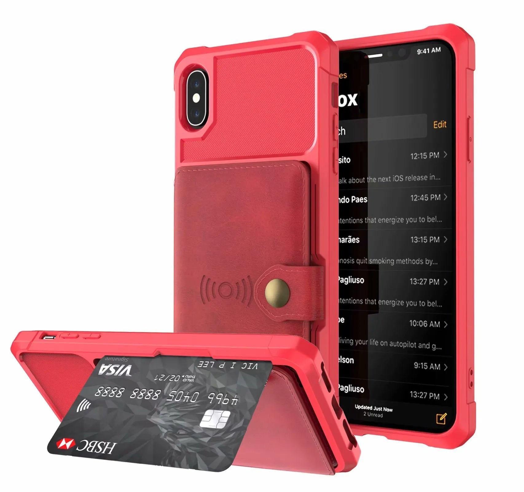 Geometric pattern PU back cover case for mobile phone in black, shown on a smartphone.