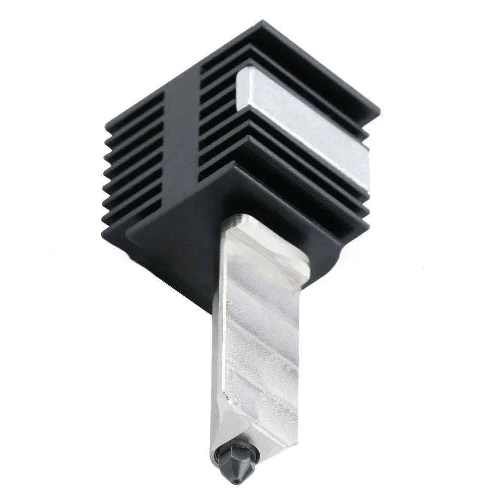 Bambu Lab A1 and A1 Mini 3D printer hot end assembly with hardened steel nozzle and black silicone sleeve