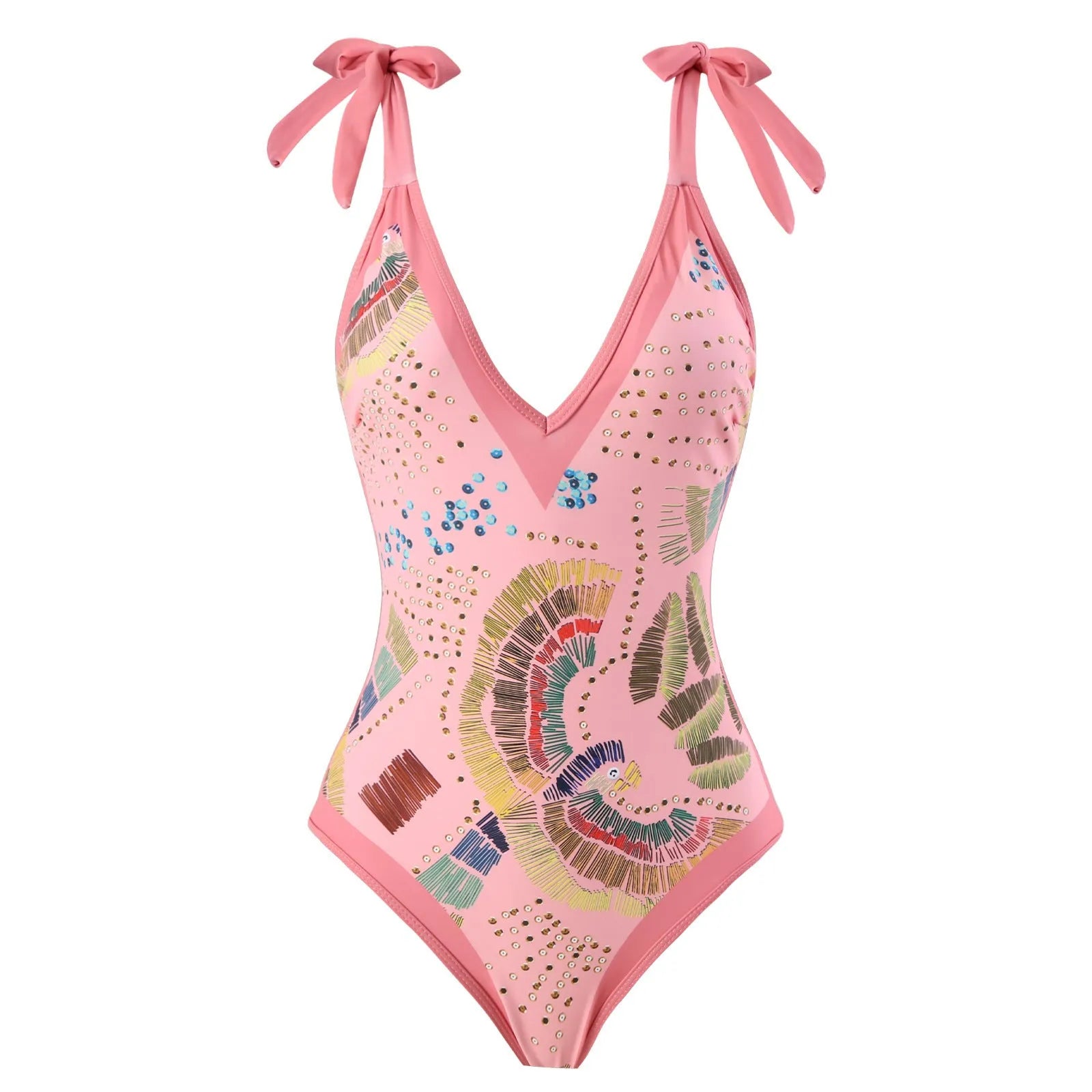 Blue French retro one-piece swimsuit with matching gauze skirt on a mannequin, backless design.