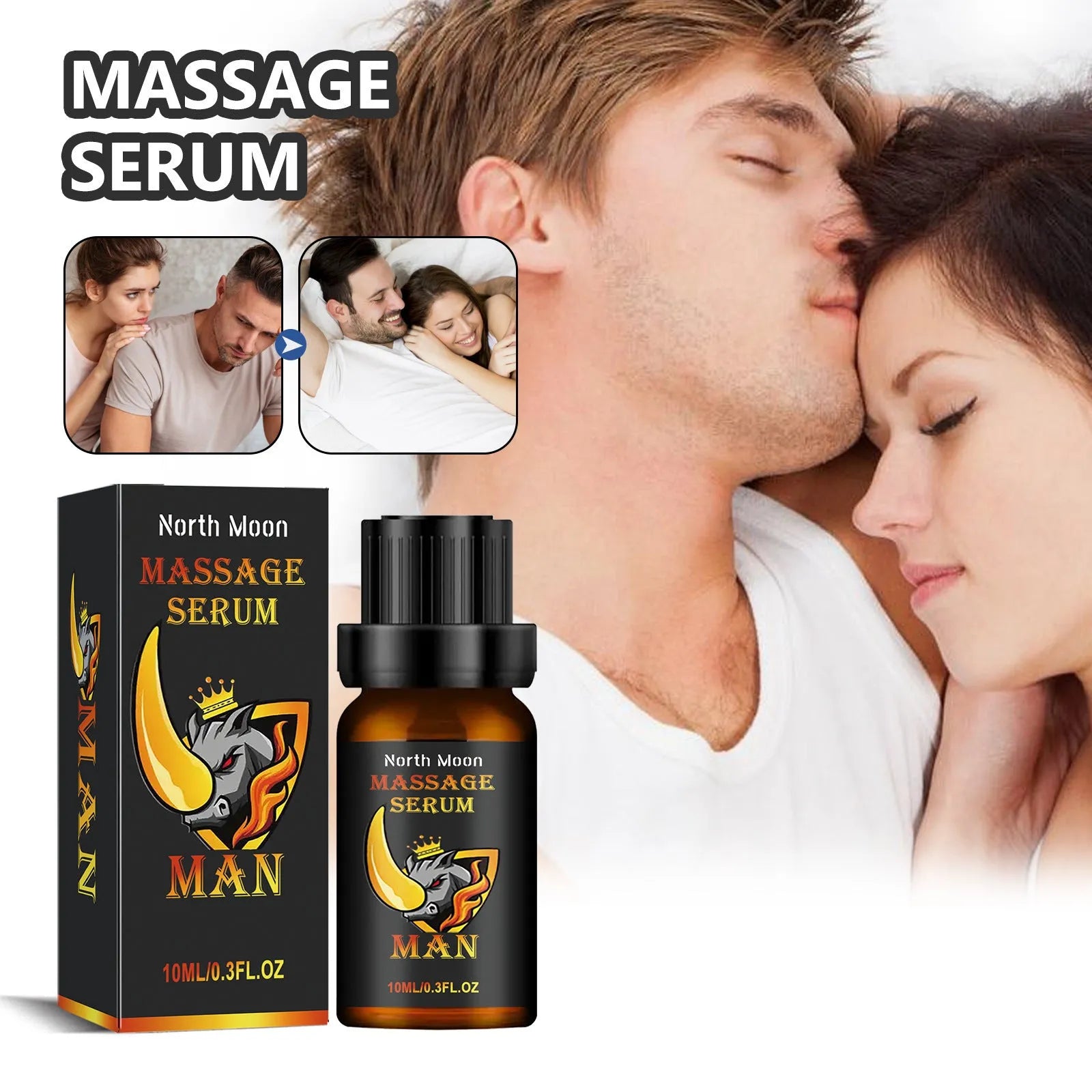 10ml bottle of men's body care essential oil for external massage with ginger and vitamin E.