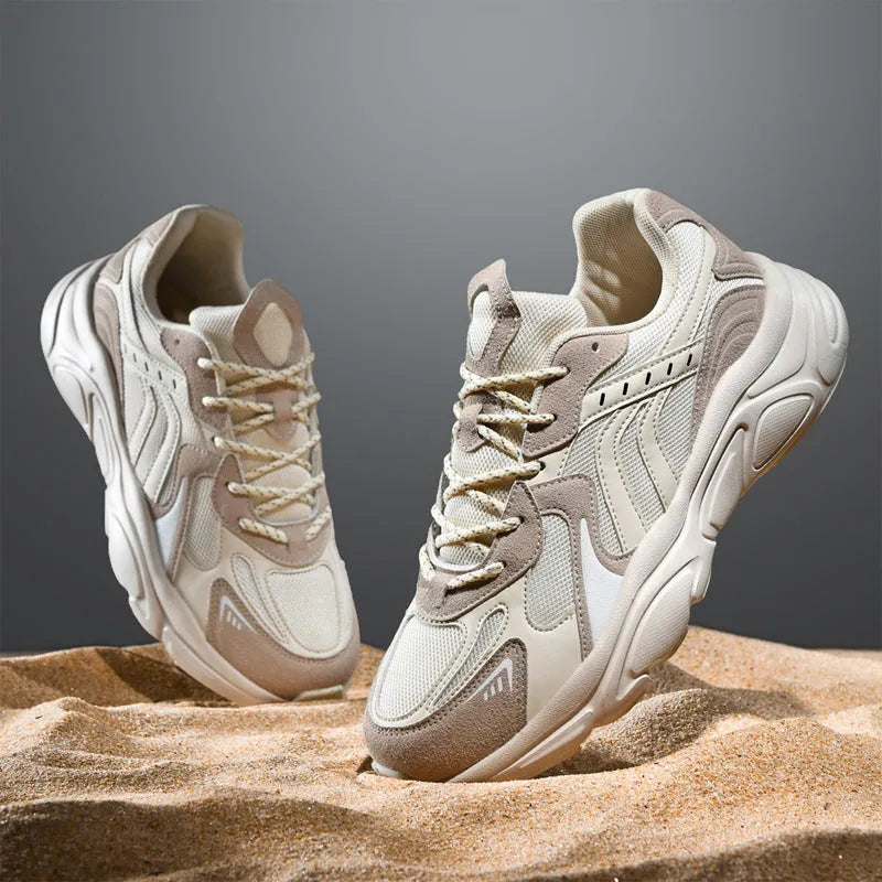 Fashionable all-match platform shoes with suede PU leather upper, flat heel, round toe, in beige and black, sizes 36-46