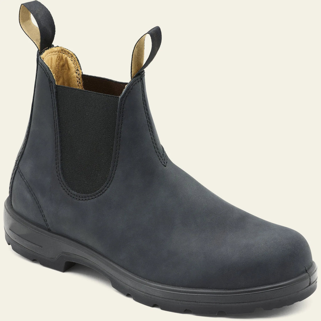A pair of vintage-style brown unisex Chelsea boots with a frosted finish and round toe.