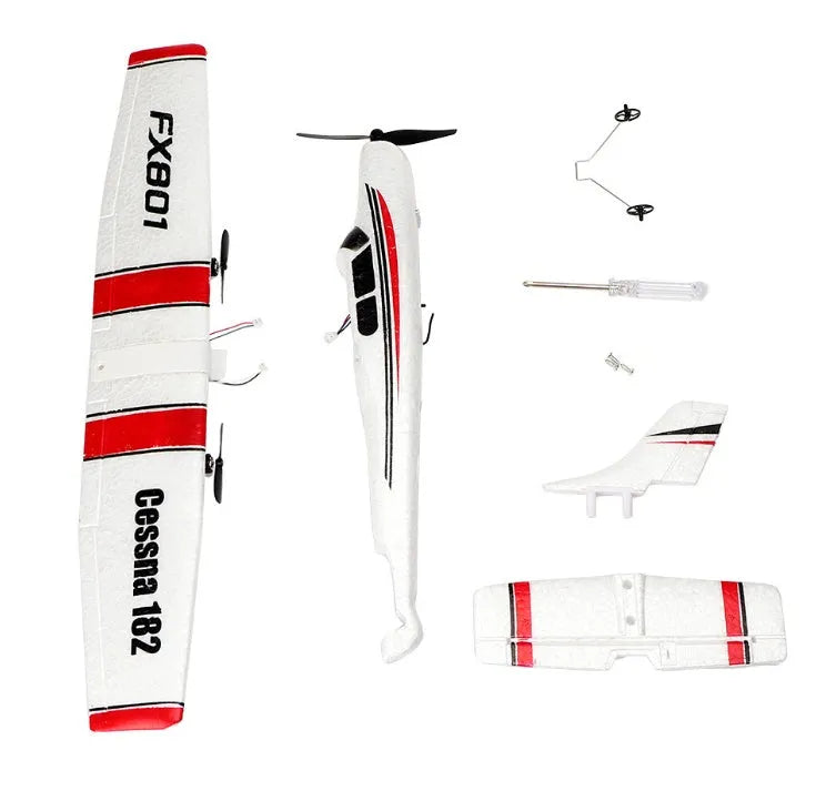DIY Cessna 182 remote control glider made of EPP foam, 38.5 cm wingspan, orange and white colour scheme