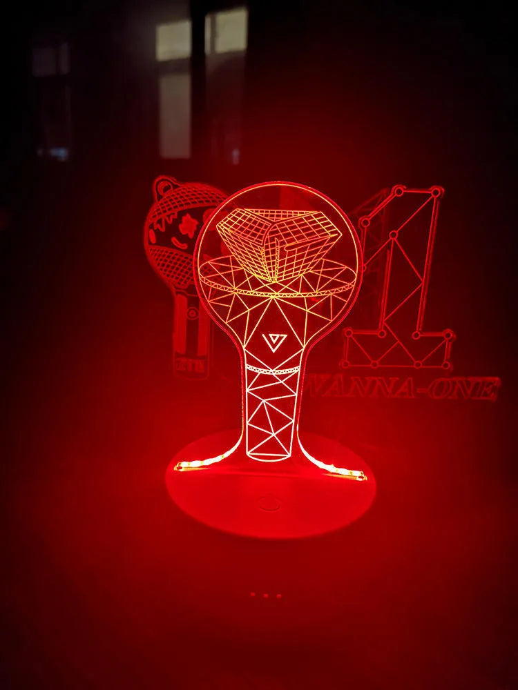 LED light-up acrylic display stand for BTS Tower Gem merchandise with clear base